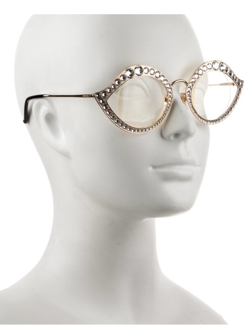 Gucci Gold Round Crystal-Trim Sunglasses